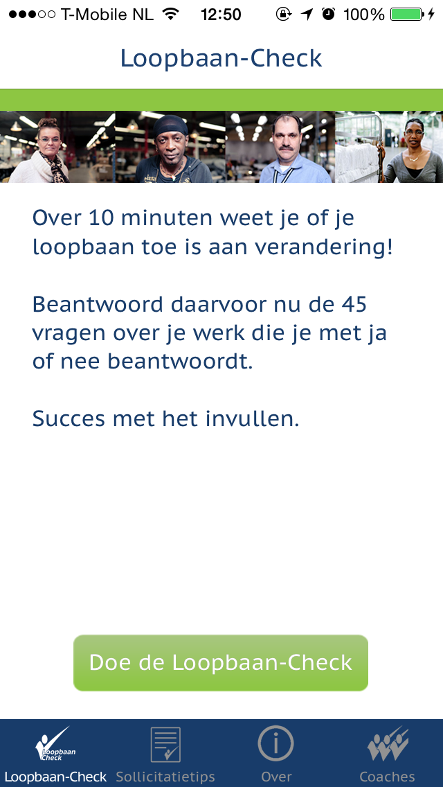 Loopbaan-Check introductiescherm